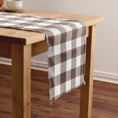 Chocolate Brown Plaid Gingham Table Runner Kurzer Tischläufer (Beispiel)