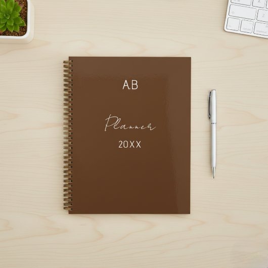 Chocolate Brown Professional Planner with name Planer