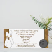 Chocolate Brown Roll Over Bowling Birthday Party Einladung (Stehend Vorderseite)