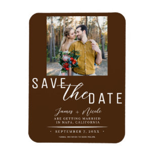 Chocolate Brown Save the Date Foto Hochzeit Magnet