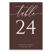 Chocolate Brown Simple Elegant Seating Tischnummer (Rückseite)