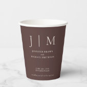 Chocolate Brown Simple Minimal Drink Wedding Pappbecher (Vorderseite)