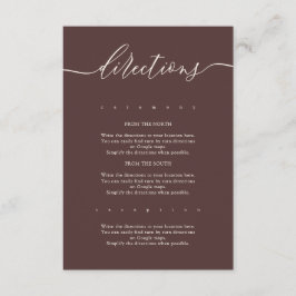 Chocolate Brown Simple Wedding Directions Begleitkarte