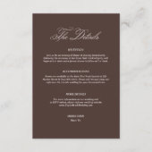 Chocolate Brown Wedding Details Begleitkarte (Vorderseite)