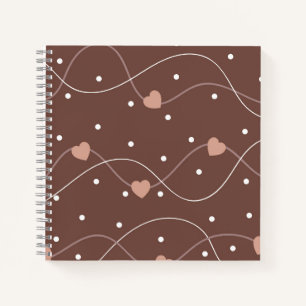 Chocolate Brown with Pink Hearts Pattern Notizblock