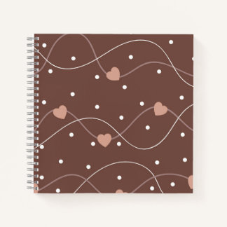Chocolate Brown with Pink Hearts Pattern Notizblock