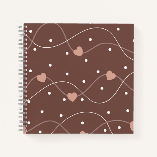 Chocolate Brown with Pink Hearts Pattern Notizblock (Vorderseite)