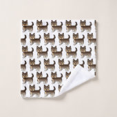 Chocolate Brown Yorkshire Terrier Dog Pattern Badhandtuch Set (Waschlappen)
