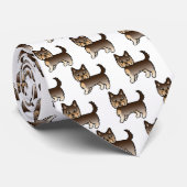 Chocolate Brown Yorkshire Terrier Dog Pattern Krawatte (Gerollt)
