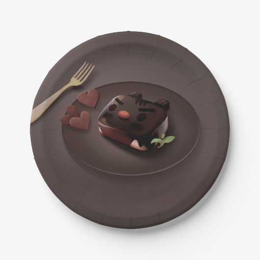 Chocolate Brownie Illustration Pappteller (Vorderseite)