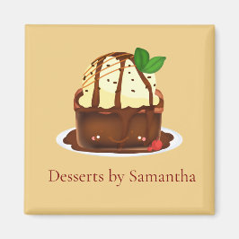 Chocolate Brownie With Vanilla Ice Cream Magnet