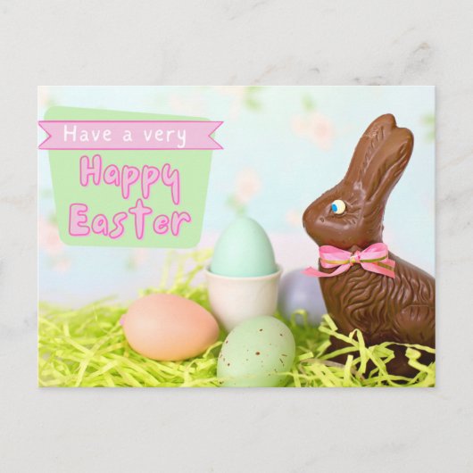 Chocolate Bunny Happy Oaster Postcard Postkarte (Vorderseite)