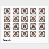 Chocolate Cake Couture Damask Square Bakery Label Quadratischer Aufkleber (Blatt)