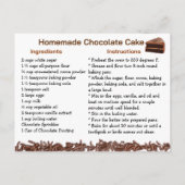 Chocolate Cake Recipe Card Feiertagspostkarte (Rückseite)