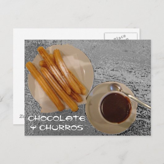 Chocolate Caliente con Churros Postkarte (Vorne/Hinten)