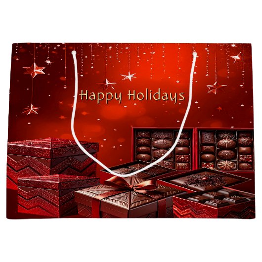Chocolate Candy Christmas Holiday Gift Bag Große Geschenktüte (Vorderseite)