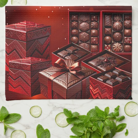 Chocolate Candy Holiday Kitchen Towel Geschirrtuch (Gefaltet)