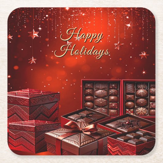 Chocolate Candy Holiday Paper Coaster Rechteckiger Pappuntersetzer (Vorderseite)