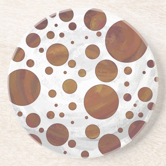 Chocolate Carmel Swirl Polka Dot Sandstein Untersetzer (Vorne)