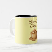 Chocolate Chaud Hot Chocolate Illustration Zweifarbige Tasse (Vorderseite Links)