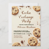 Chocolate Chip Beige Cookie Exchange Party Einladung (Vorderseite)