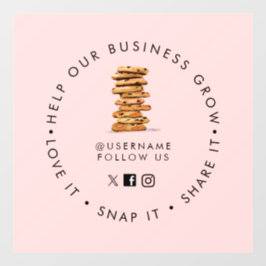 Chocolate Chip Cookie Bakery Social Media folgen Fensteraufkleber