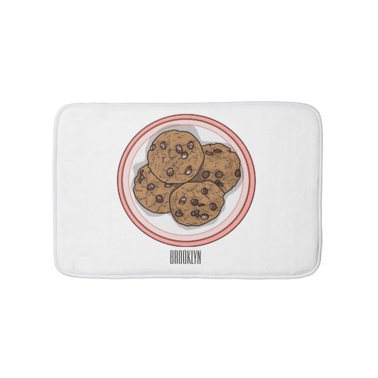 Chocolate chip cookie cartoon illustration badematte (Vorderseite)