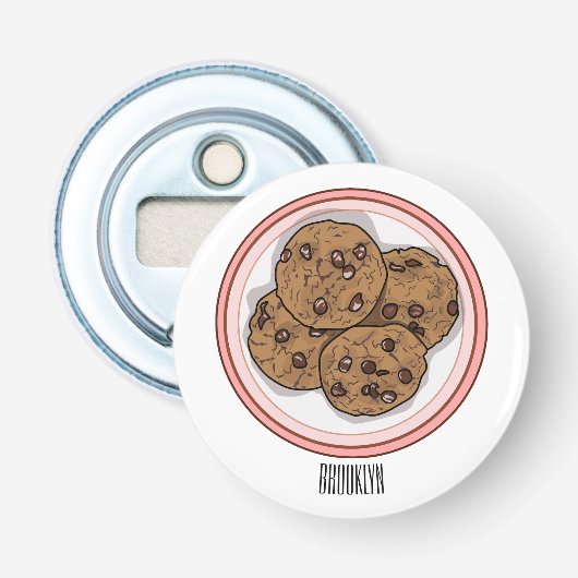 Chocolate chip cookie cartoon illustration flaschenöffner (Vorderseite)