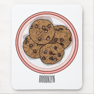 Chocolate chip cookie cartoon illustration mousepad