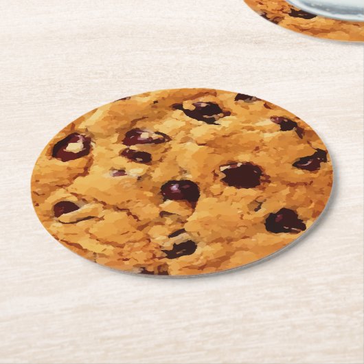 Chocolate Chip Cookie Image Runder Pappuntersetzer (Angewinkelt)