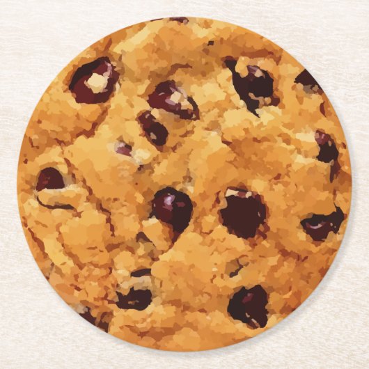Chocolate Chip Cookie Image Runder Pappuntersetzer (Vorderseite)