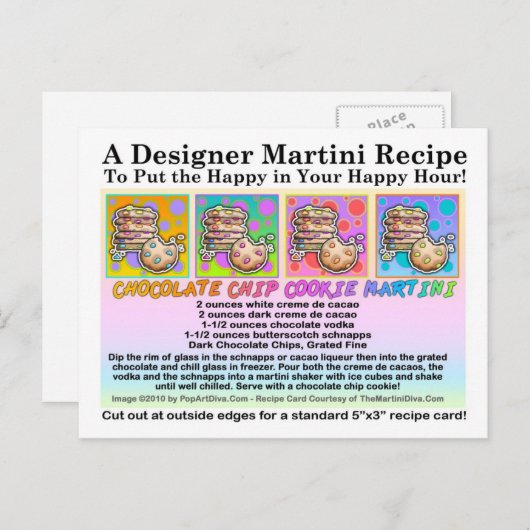 Chocolate Chip Cookie Martini Rezept Karte Postkar (Vorne/Hinten)