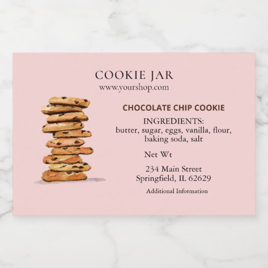 Chocolate chip cookie Pink Bakery Lebensmitteletikett (Einzelnes Label)