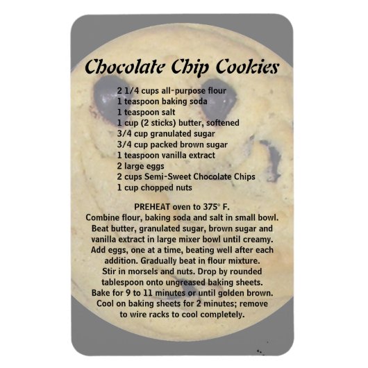 Chocolate Chip Cookie Rezept Magnet (Vertikal)