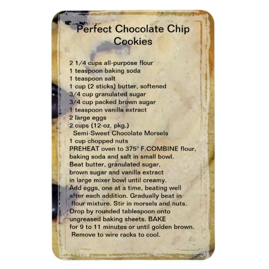 Chocolate Chip Cookie Rezept Magnet (Vertikal)