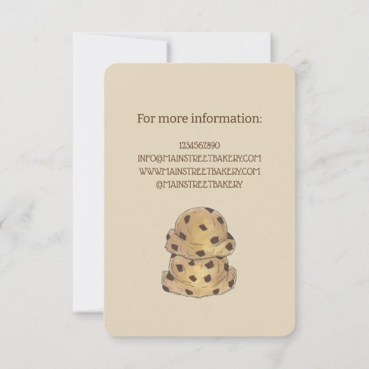 Chocolate Chip Cookie Teig Bäckerei Grand Opening Einladung (Rückseite)