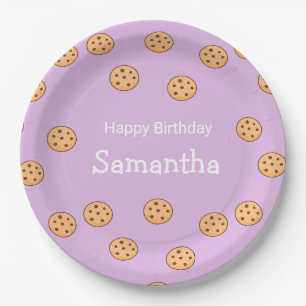 Chocolate Chip Cookies Geburtstag lila Pappteller