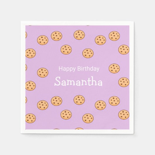 Chocolate Chip Cookies Geburtstag lila Serviette (Vorderseite)