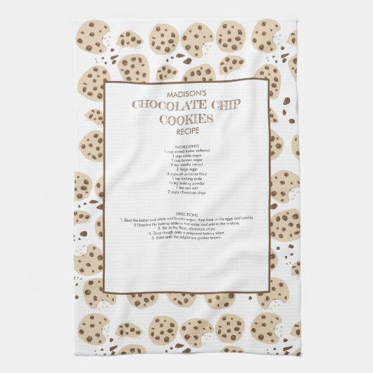 Chocolate Chip Cookies Recipe Keepsake Geschirrtuch (Vertikal)