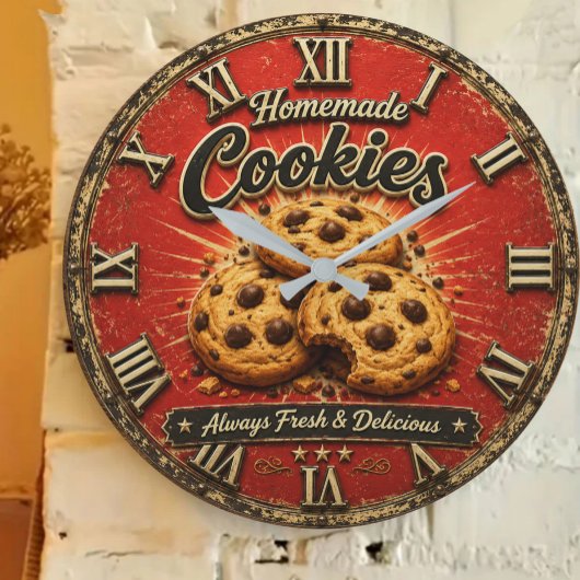 Chocolate Chip Cookies Rustic Baking Gift Große Wanduhr