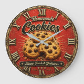 Chocolate Chip Cookies Rustic Baking Gift Große Wanduhr (Vorderseite)