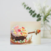 Chocolate Chip Cupcake mit Pulsschlag Postkarte (Stehend Vorderseite)