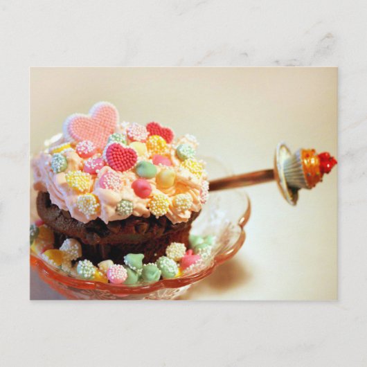 Chocolate Chip Cupcake mit Pulsschlag Postkarte (Vorderseite)