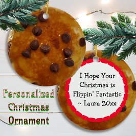 Chocolate Chip Pancakes mit Sirup Weihnachten Keramik Ornament