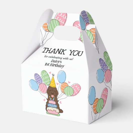 Chocolate Cockapoo Cavapoo Geburtstag Vielen Dank Geschenkschachtel (Vorderseite)