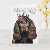 Chocolate Cocker Dog Queen for Day Funny Birthday Karte (Gelbe Blume)