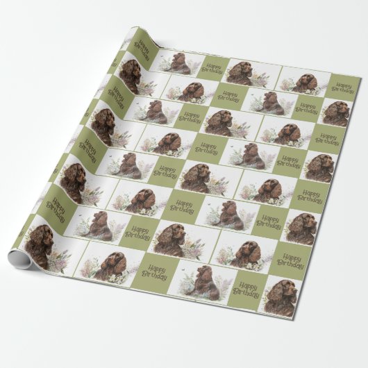 Chocolate Cocker Spaniel Geburtstag Geschenkpapier (Ungerollt)