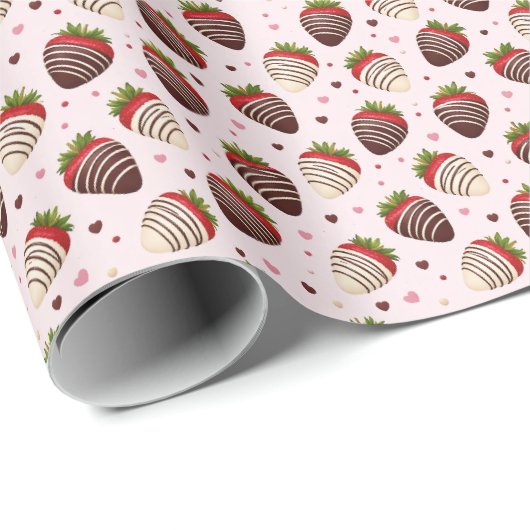Chocolate Covered Strawberries Gift Wrap Geschenkpapier (Rolleneckpunkt)
