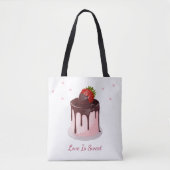 Chocolate Covered Strawberry Cake Love is Sweet Tasche (Vorderseite)