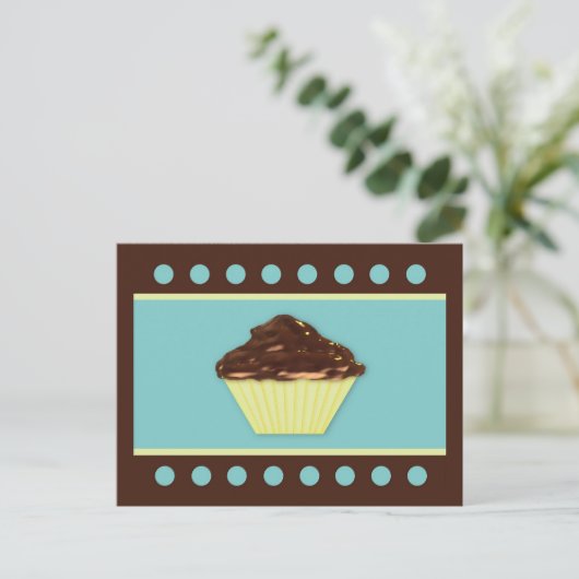 Chocolate Cupcake Recicard Postkarte (Stehend Vorderseite)